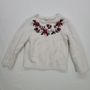 Carter's Cream Sweater with Red Floral Design